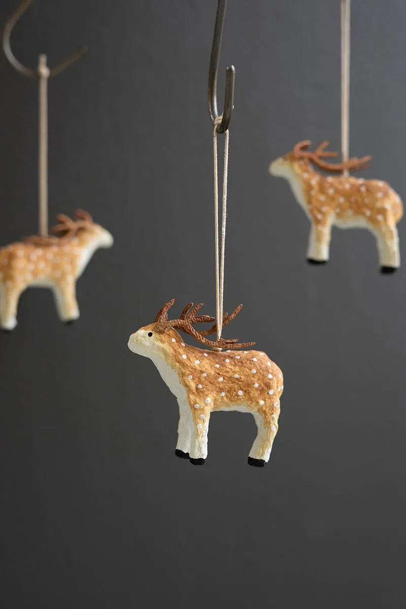 Paper Mache Deer Christmas Ornament (Pack of 6)