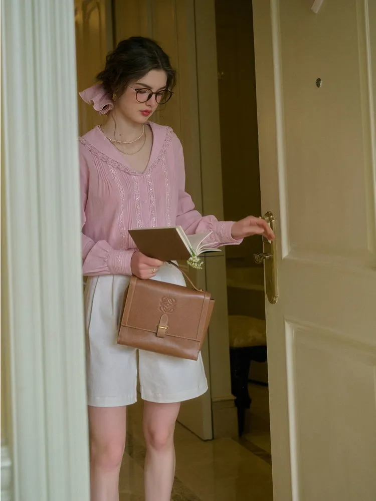 Peach Cream Literary Lapel Victorian Shirt