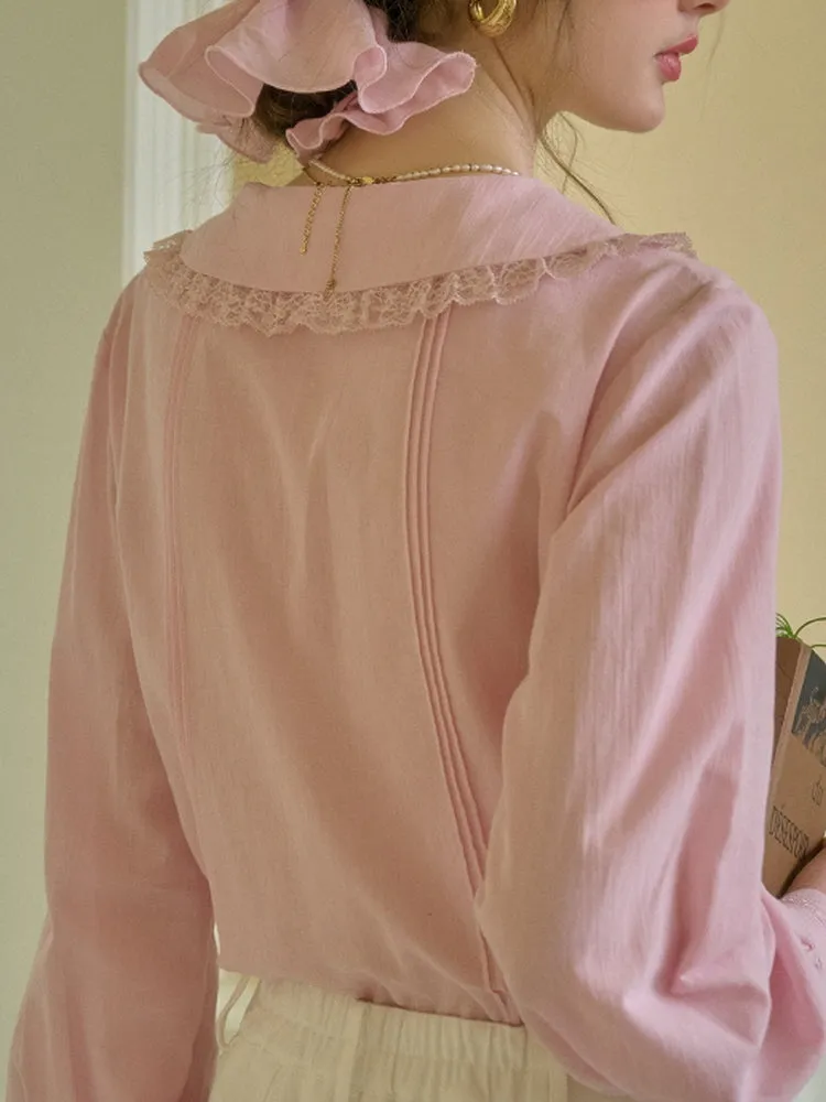 Peach Cream Literary Lapel Victorian Shirt