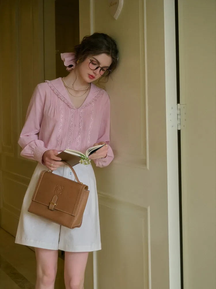 Peach Cream Literary Lapel Victorian Shirt