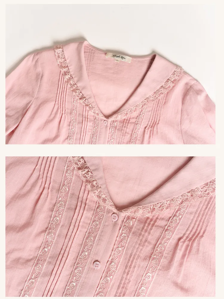 Peach Cream Literary Lapel Victorian Shirt