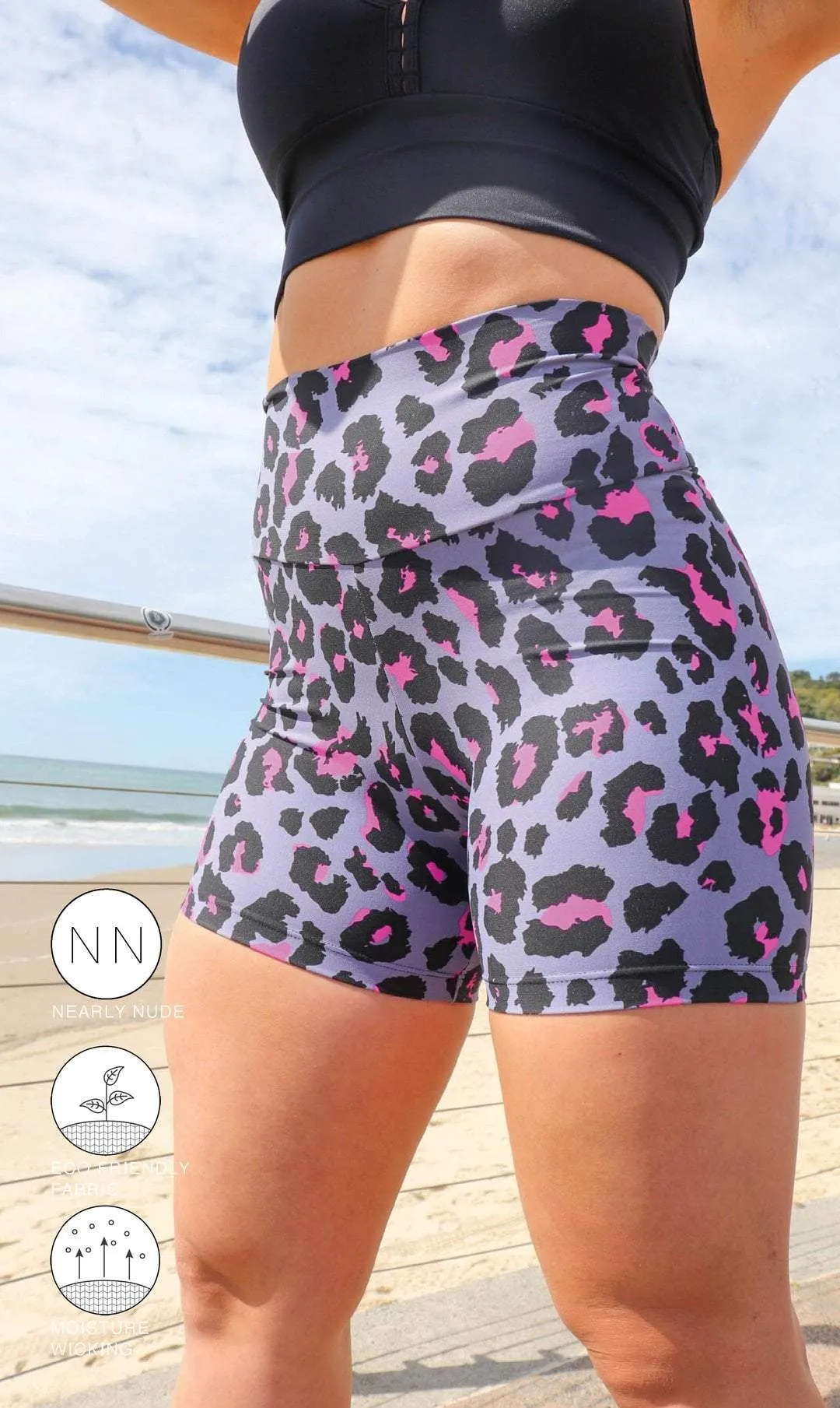 Pink Leopard Scrunch Bum Midi Shorts