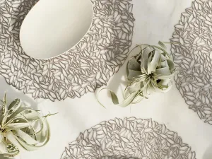 Pressed Petal Round Placemat Gunmetal