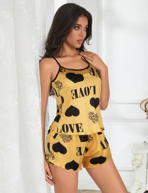 Print Suspender Home Wear Pajama Egypt Set