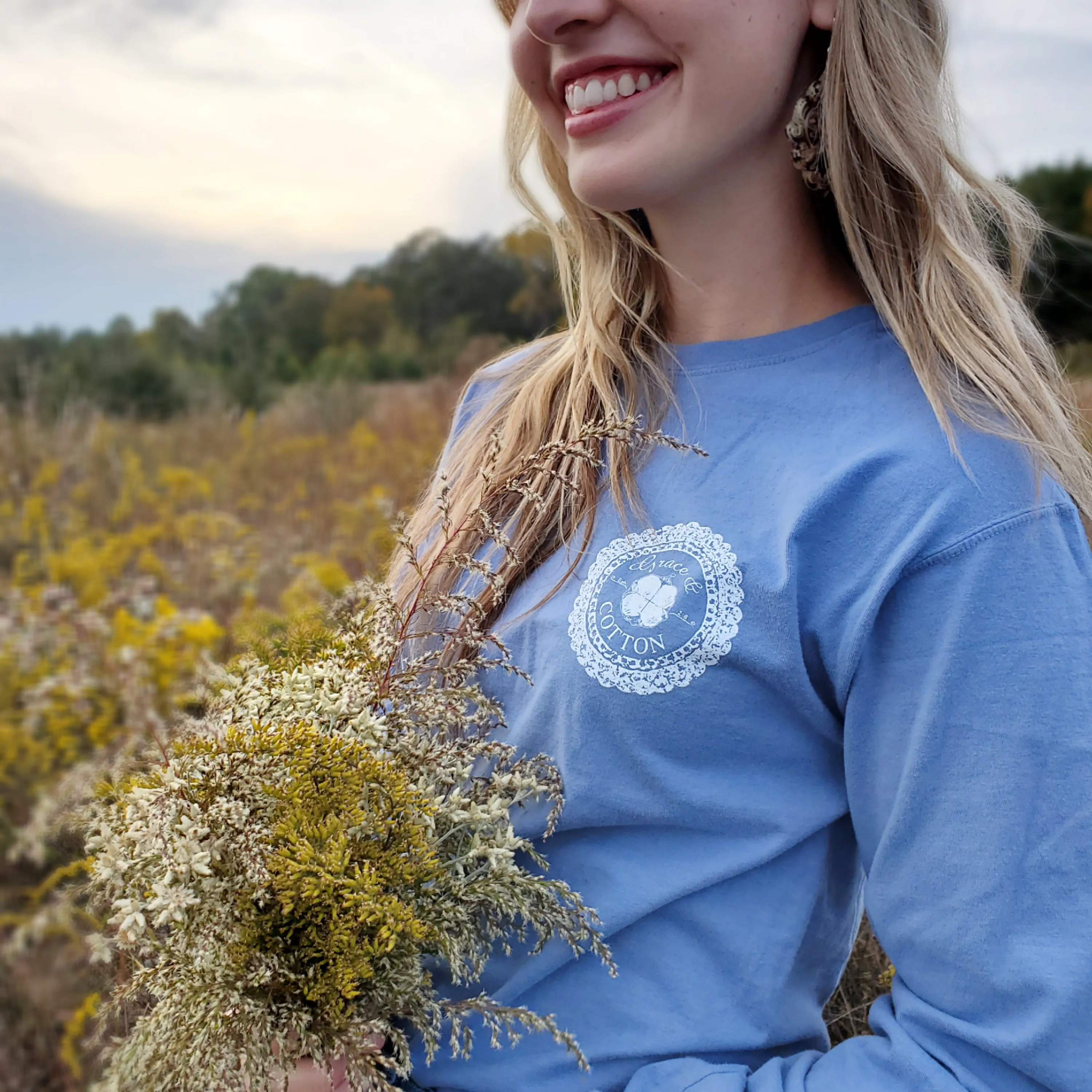 "Mason Jars and Cotton" - Blue