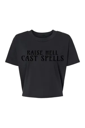 Raise Hell Cast Spells Black on Black Cropped Tee