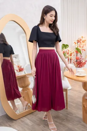 REAGAN MESH MIDAXI SKIRT IN WINE