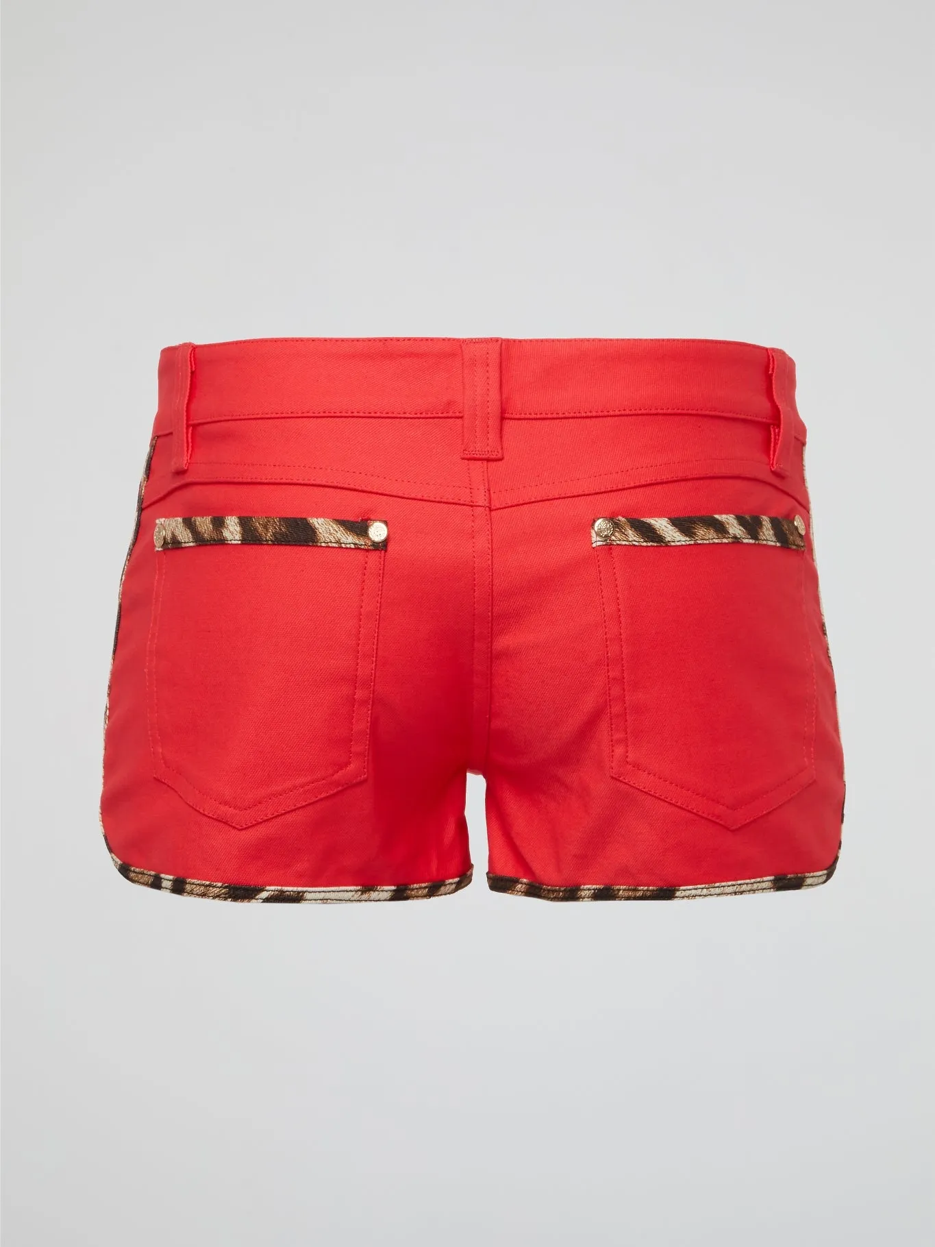 Red Leopard Trim Shorts