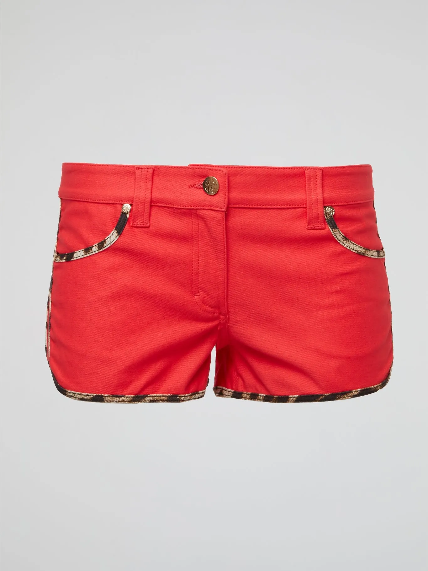 Red Leopard Trim Shorts