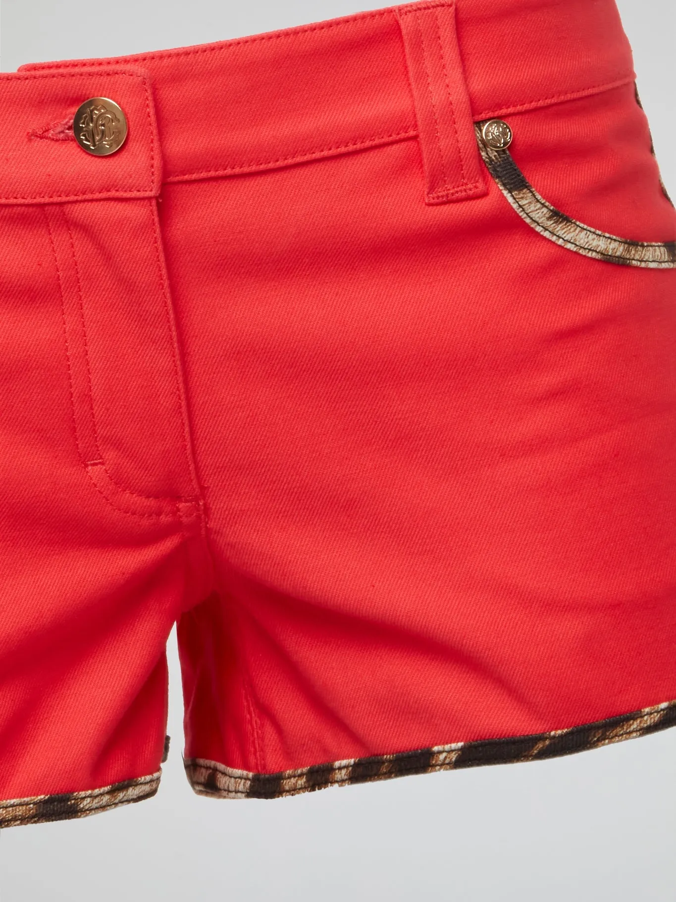 Red Leopard Trim Shorts