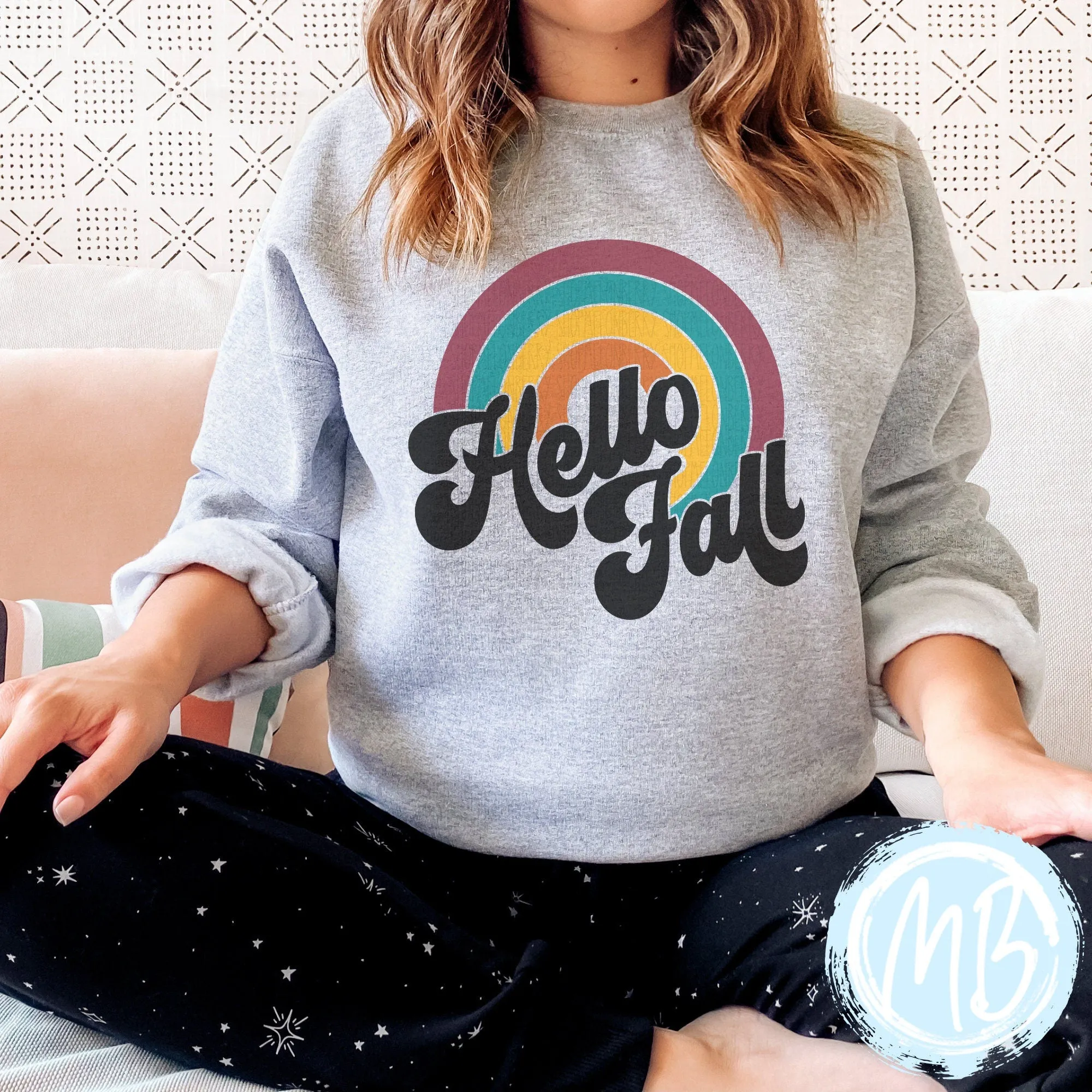 Retro Hello Fall Adult Sweatshirt