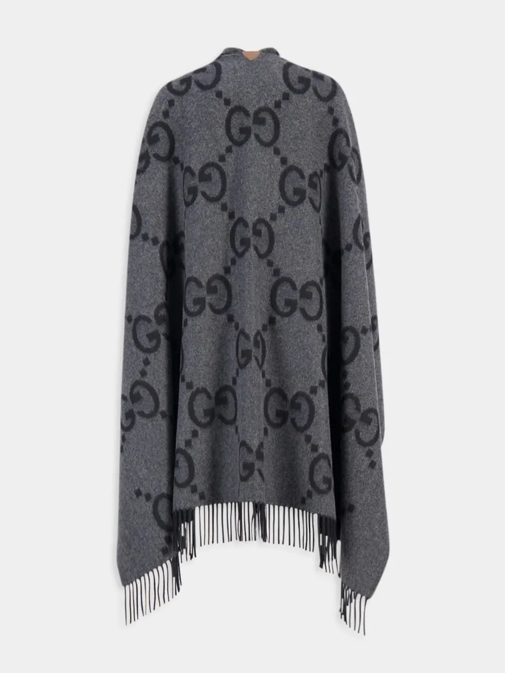 Reversible Jumbo GG Cashmere Grey Poncho