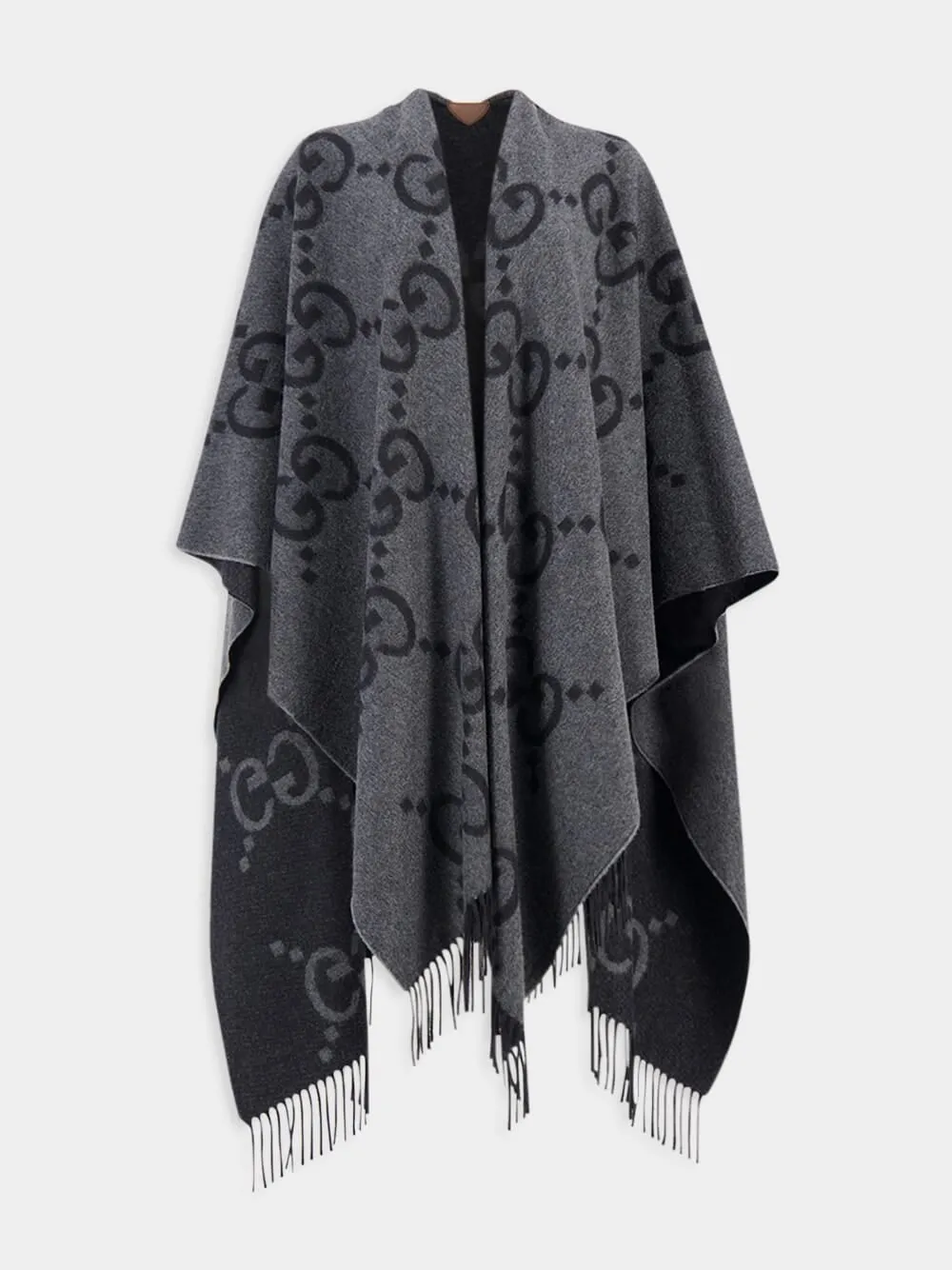 Reversible Jumbo GG Cashmere Grey Poncho
