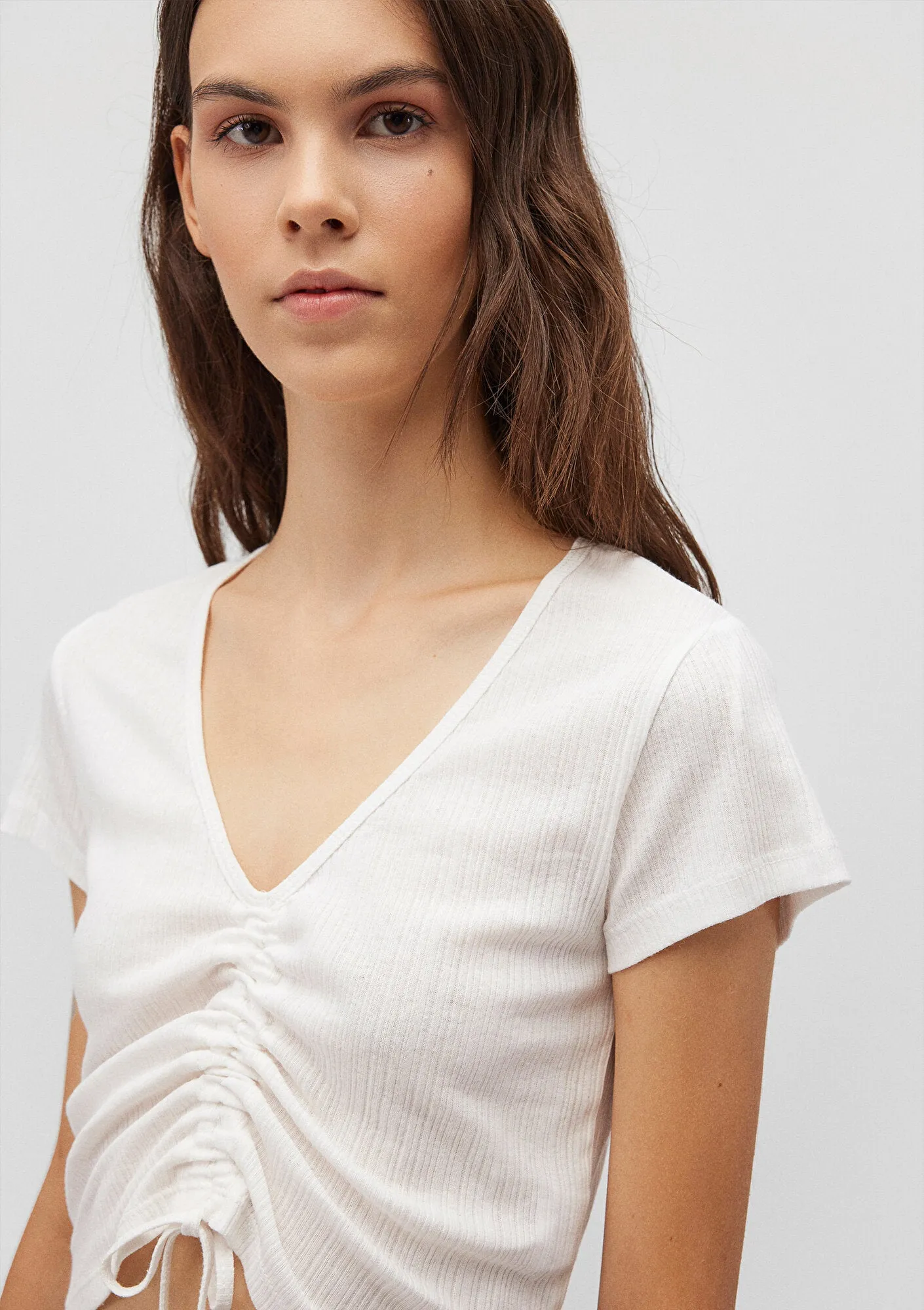 Rouched White Crop Top