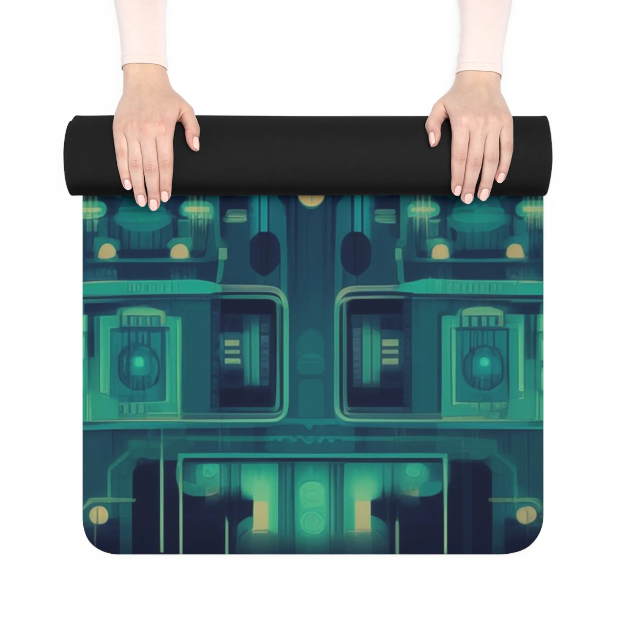Rubber Yoga Mat- Annora Phalakasana Space Invader