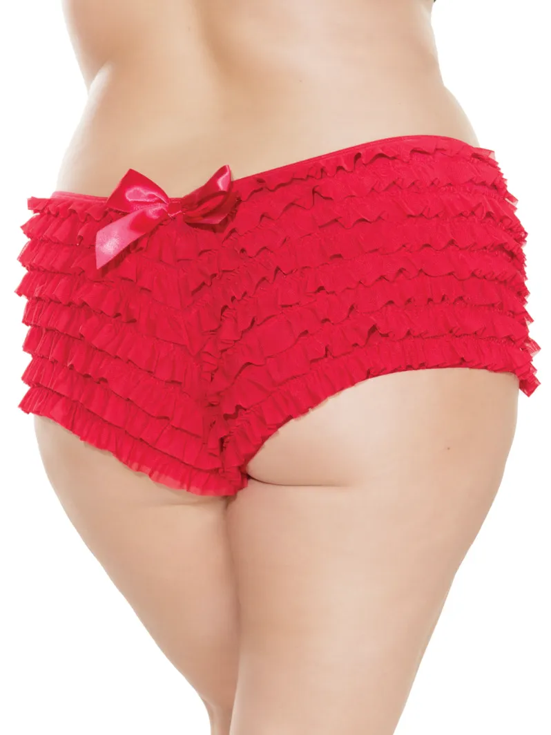 Ruffle Booty Shorts in Red