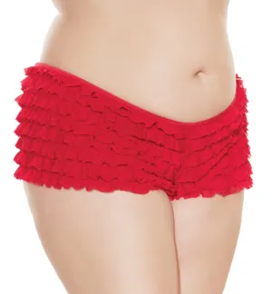 Ruffle Booty Shorts in Red