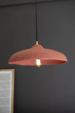 Rust Dome Paper Mache Pendant Light