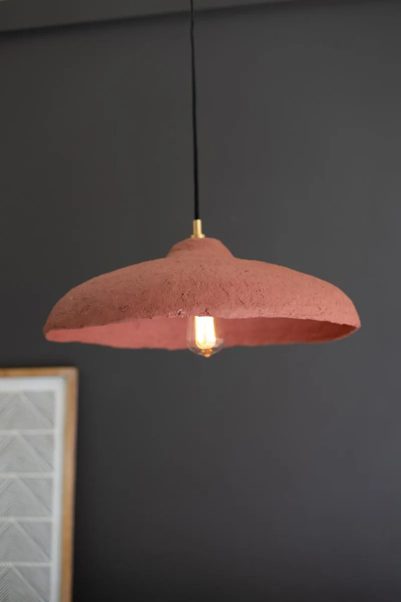 Rust Dome Paper Mache Pendant Light