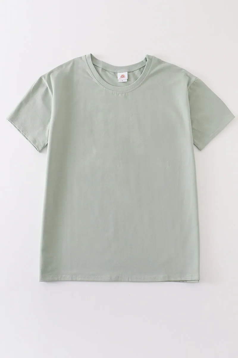 Sage Blank Basic T-shirt Adult Kids And Baby Bubble