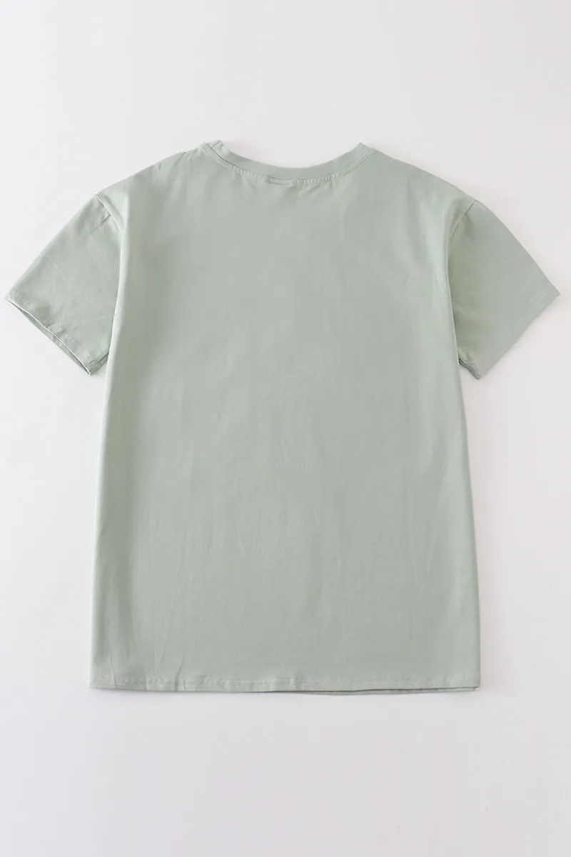 Sage Blank Basic T-shirt Adult Kids And Baby Bubble