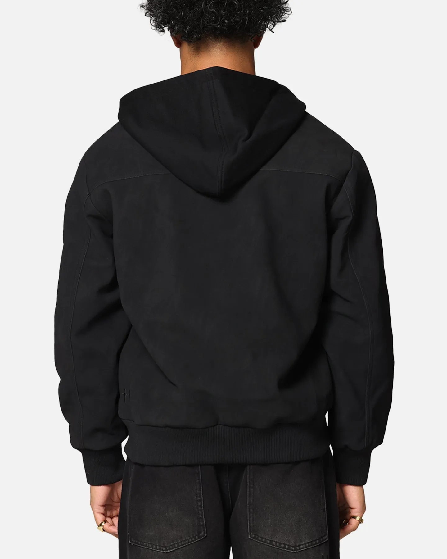 Saint Morta Gothic Hooded PU Bomber Jacket Black/Black