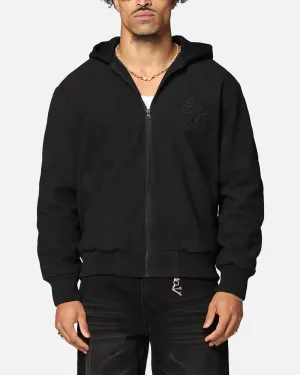 Saint Morta Gothic Hooded PU Bomber Jacket Black/Black
