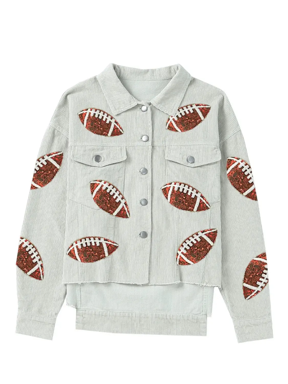 'Selene' Sequin Corduroy Football Jacket