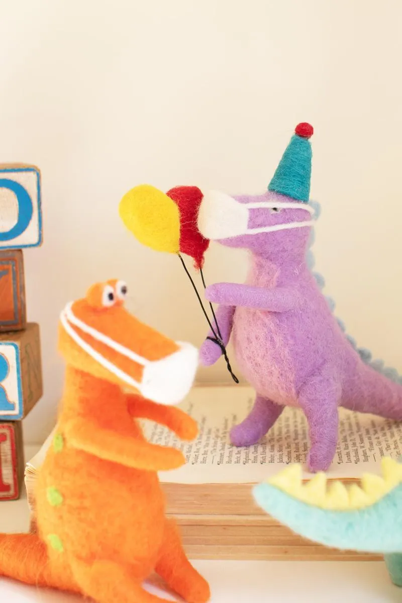 Set of 3 Felt Dinosaurs with Masks