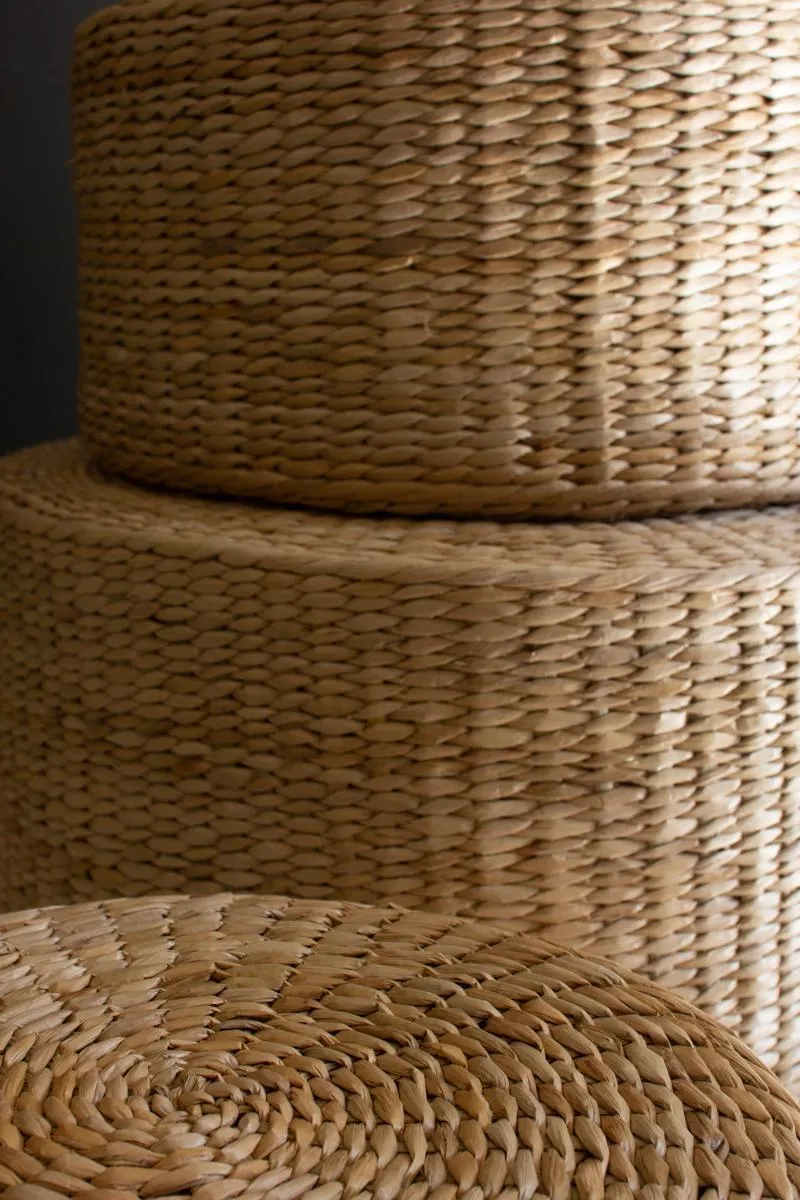 Set of 3 Round Natural Seagrass Risers