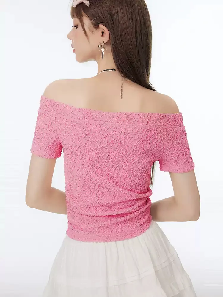 Shirred Off-Shoulder Bow Top