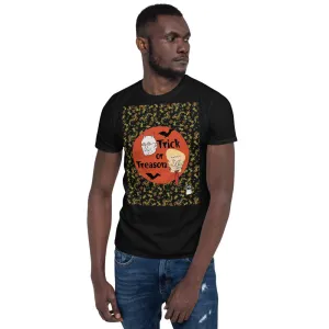 Short sleeve tee with a political message for Halloween, black.