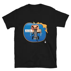 Short-Sleeve Unisex T-Shirt, Halloween Cat Carving a Pumpkin, black or navy