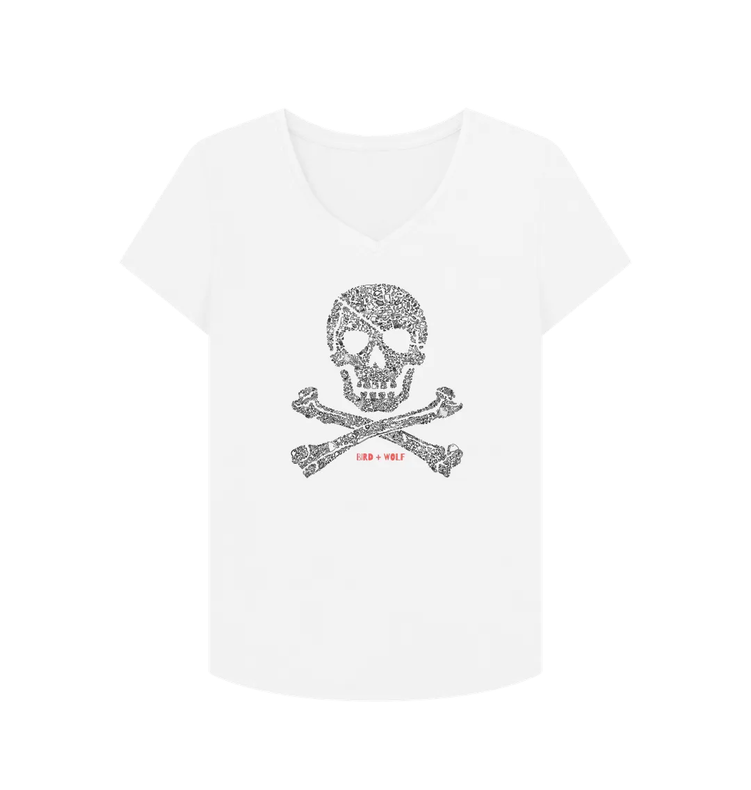 Skull   Crossbones V Neck Tee