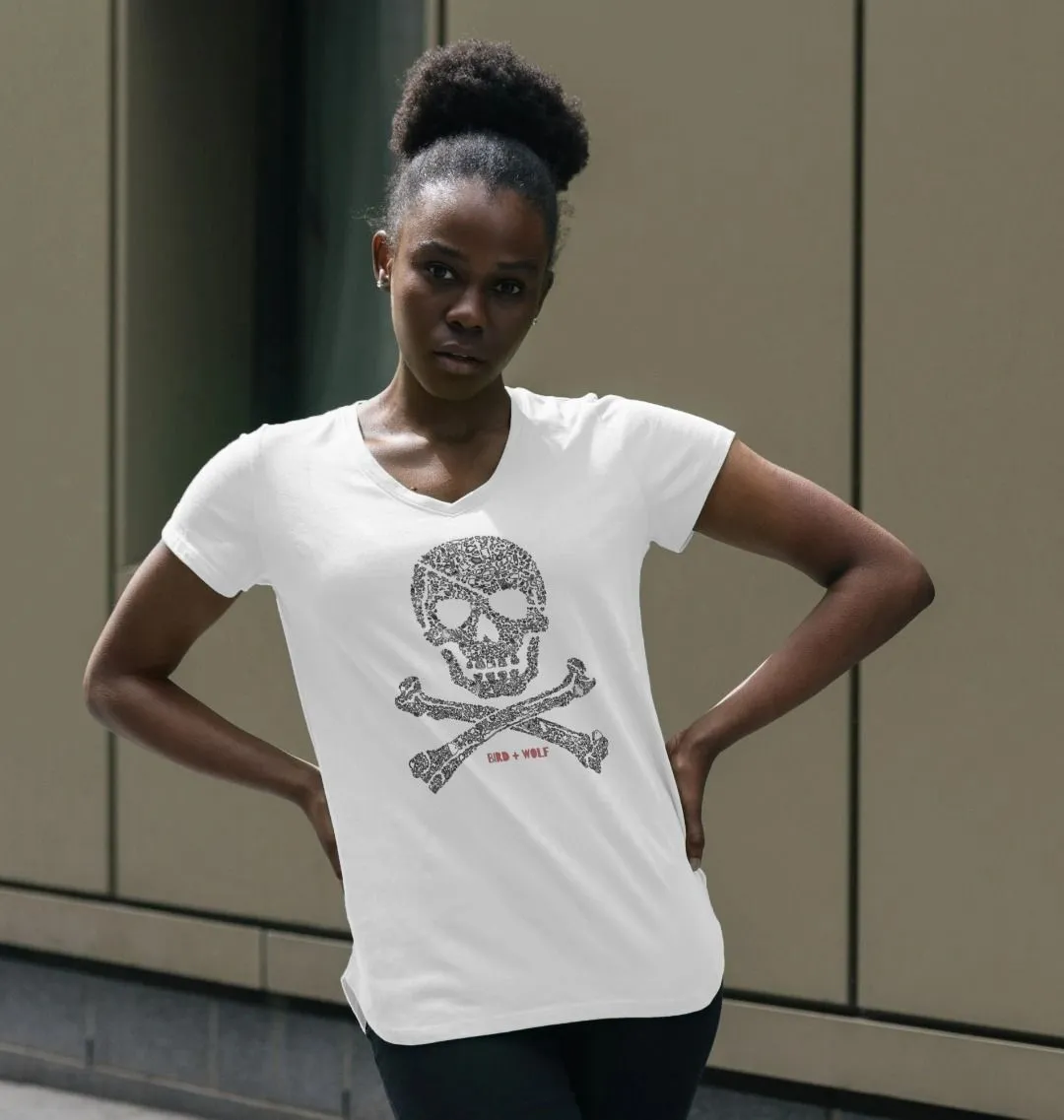 Skull   Crossbones V Neck Tee