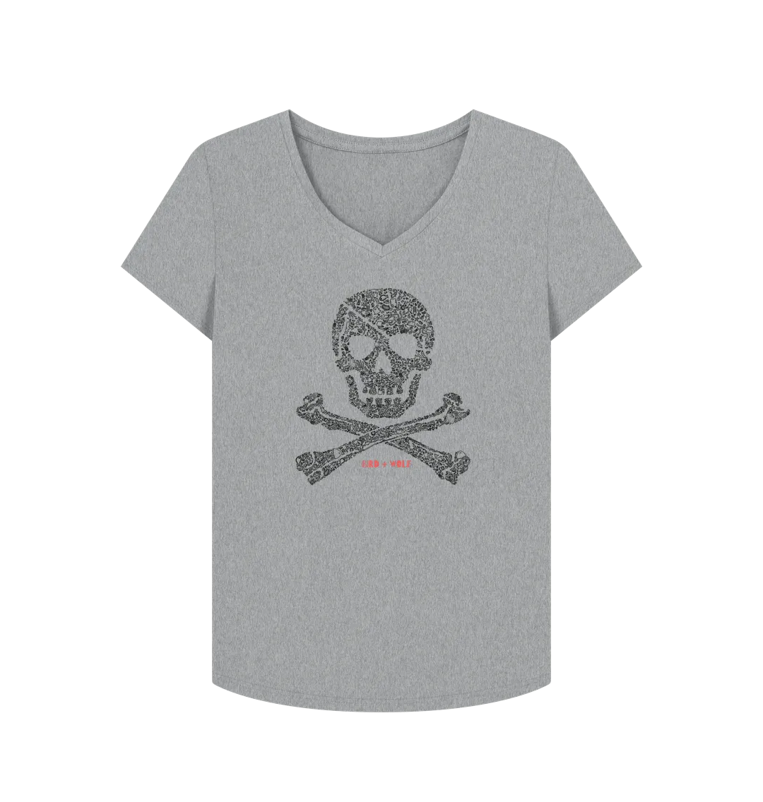 Skull   Crossbones V Neck Tee
