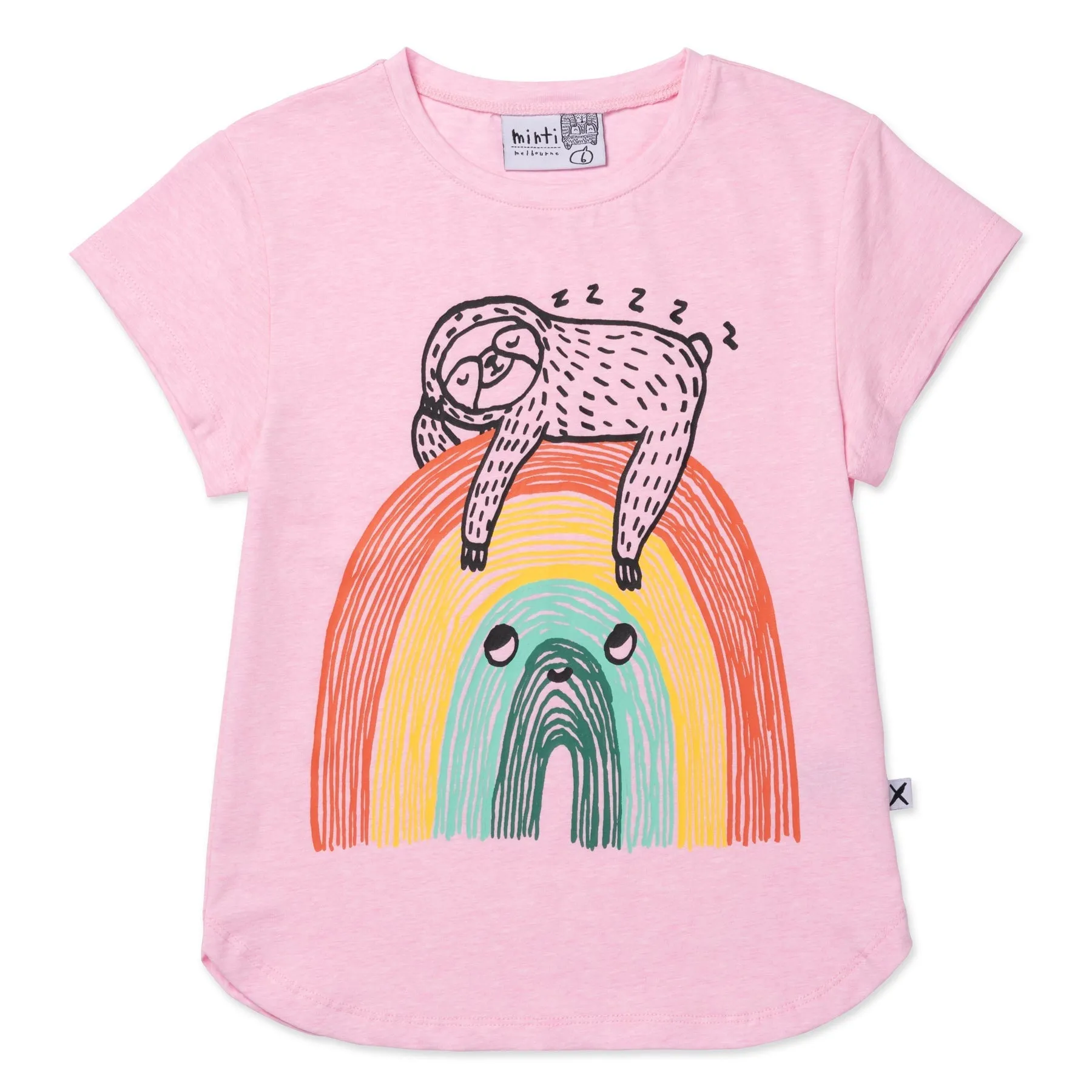 Sloth-Bow Tee- Pink Marle