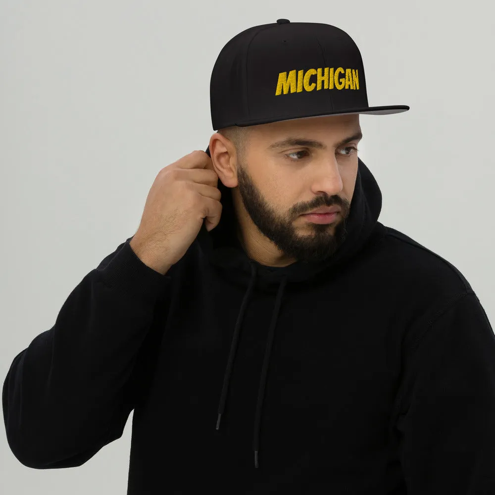 Snapback Hat "1053-0081 Michigan (Yellow Logo)"