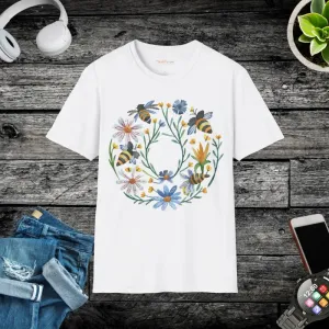 Softstyle Cotton t Shirt Bees and Flowers Chic Vibe
