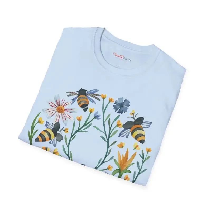 Softstyle Cotton t Shirt Bees and Flowers Chic Vibe