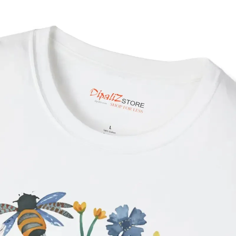 Softstyle Cotton t Shirt Bees and Flowers Chic Vibe
