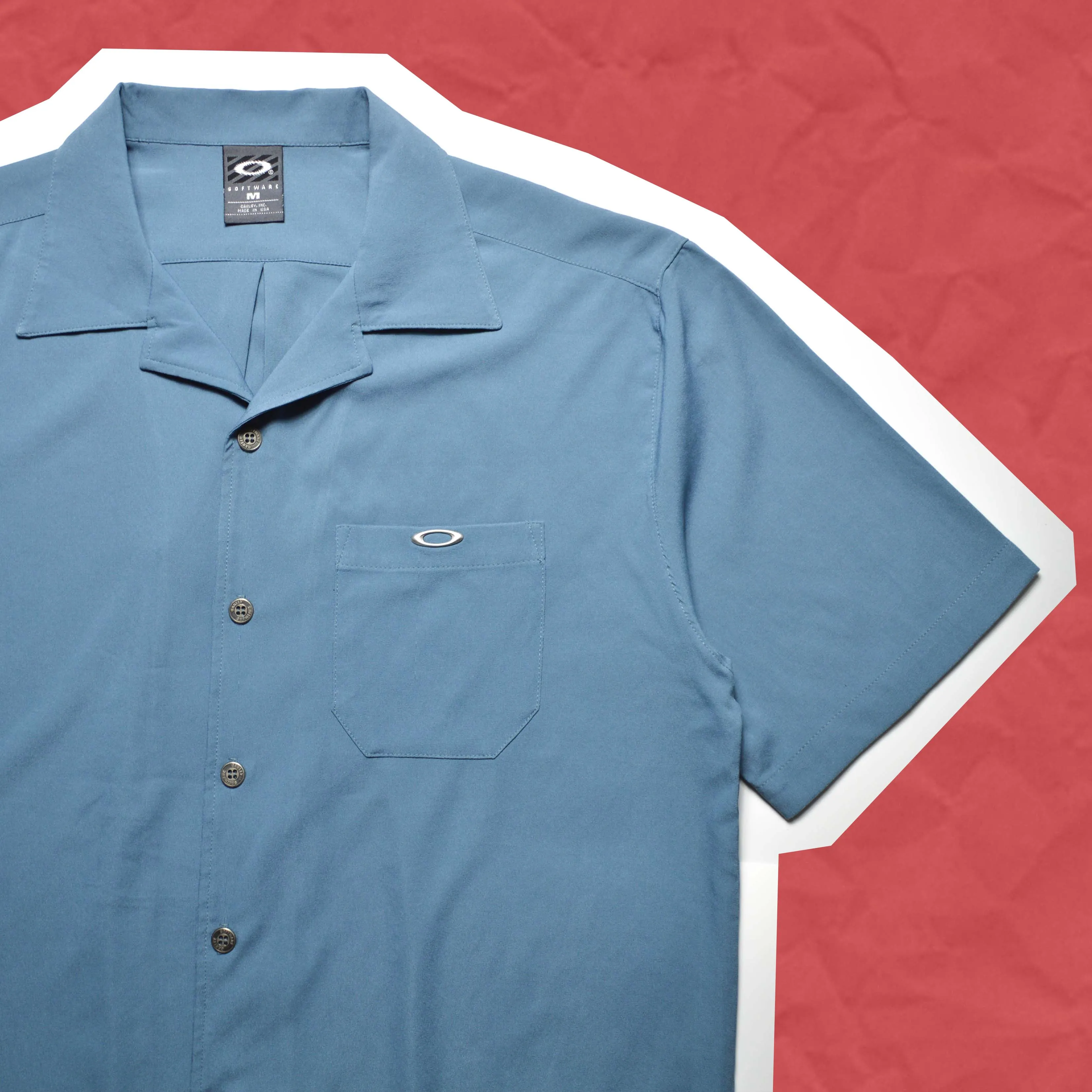 Software Sky Blue Open Collar Short Sleeve Shirt (~L~)