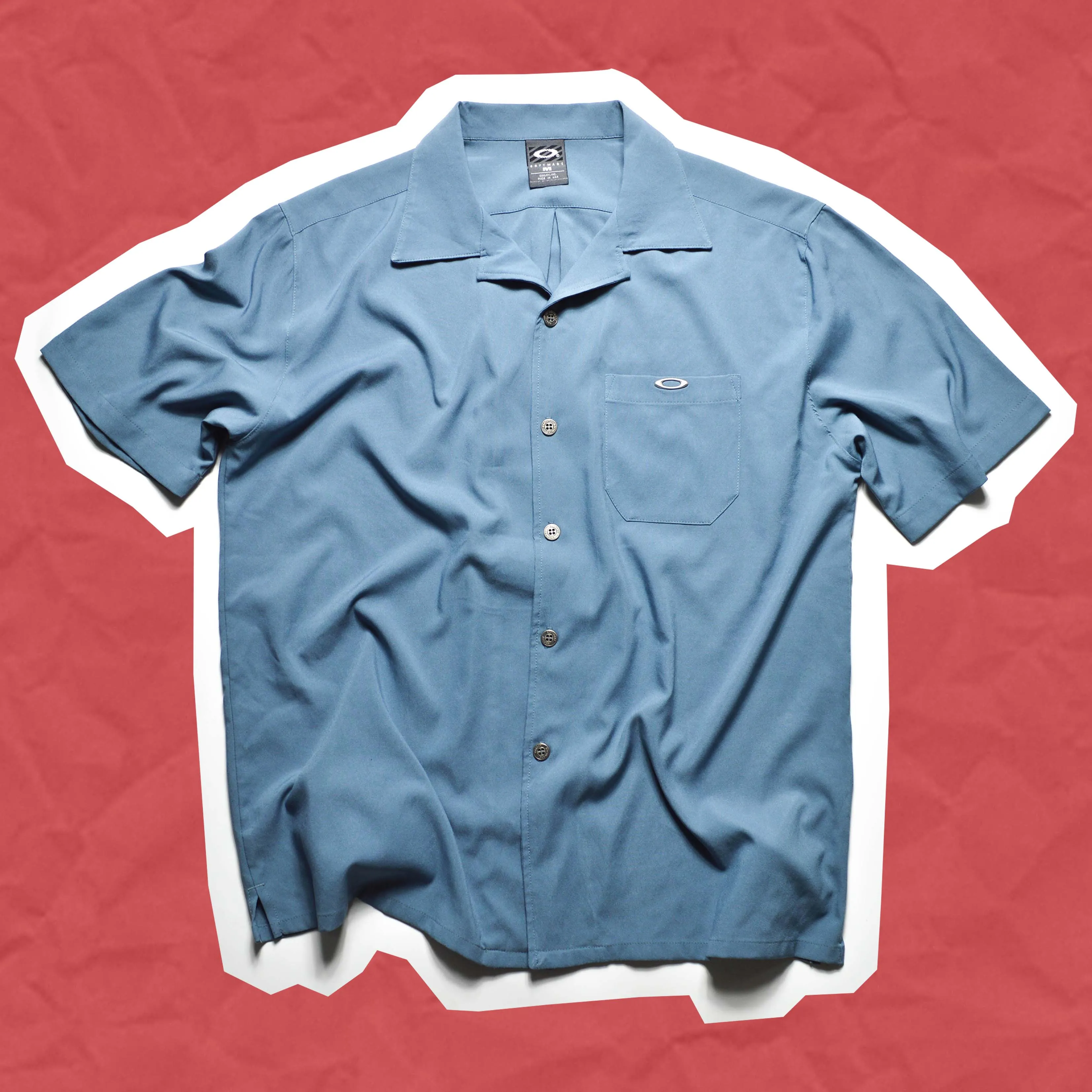Software Sky Blue Open Collar Short Sleeve Shirt (~L~)