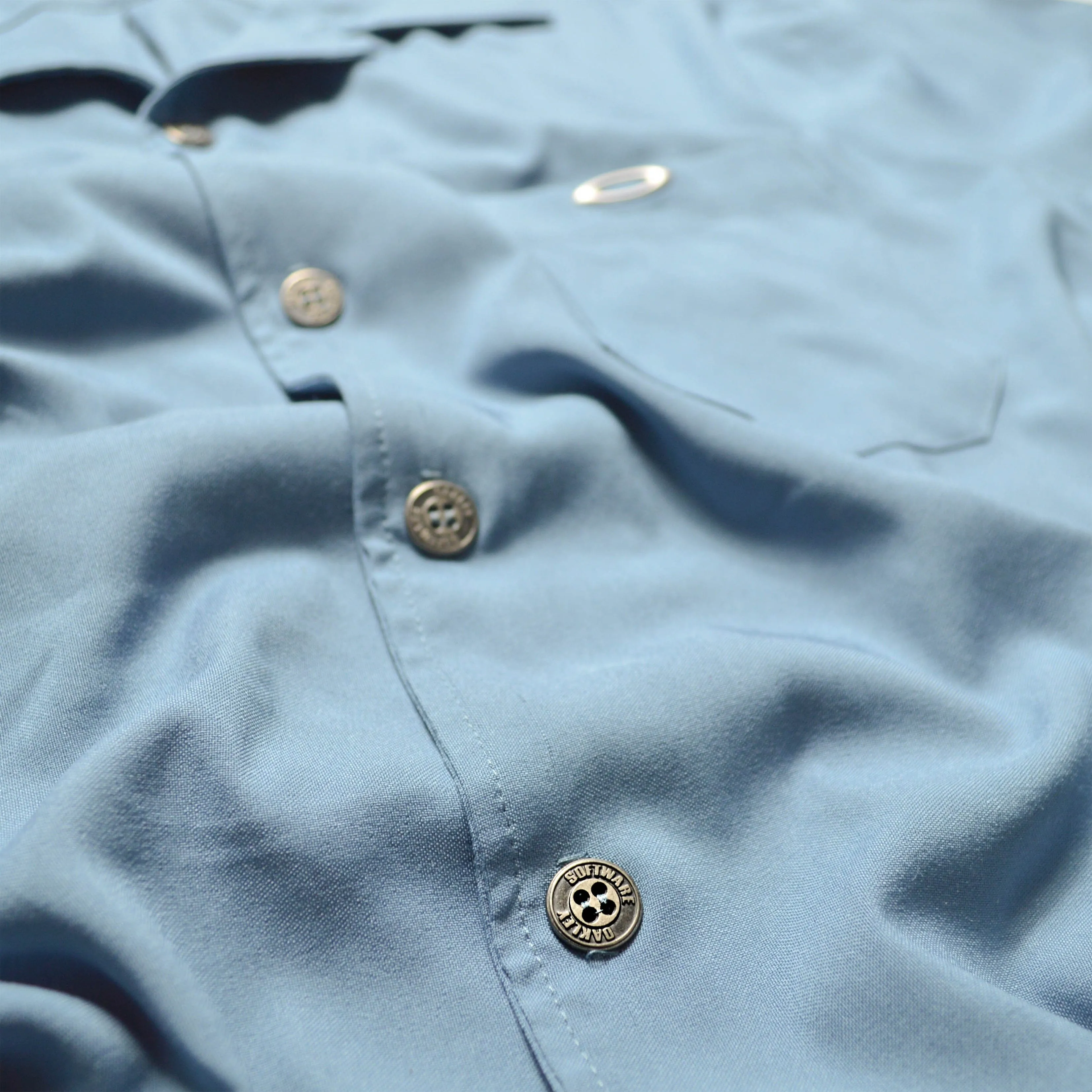 Software Sky Blue Open Collar Short Sleeve Shirt (~L~)