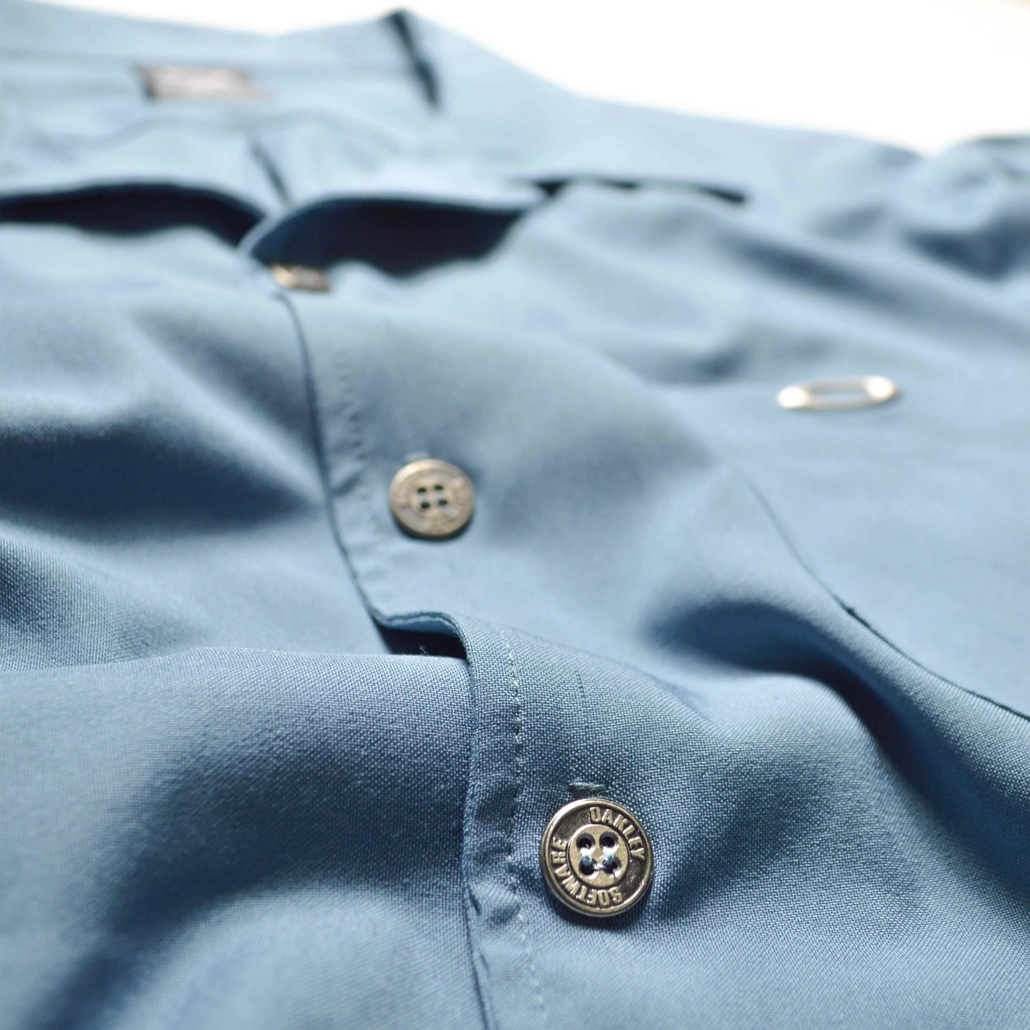 Software Sky Blue Open Collar Short Sleeve Shirt (~L~)