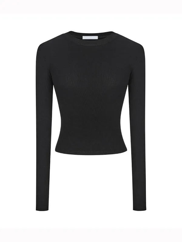 Solid color 2000s long-sleeved knit top