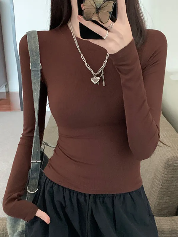 Solid color 2000s long-sleeved knit top