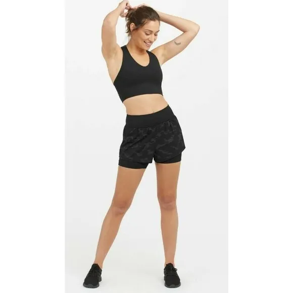 Spanx Black Camo The Get Moving Shorts NWT Women's Size XS