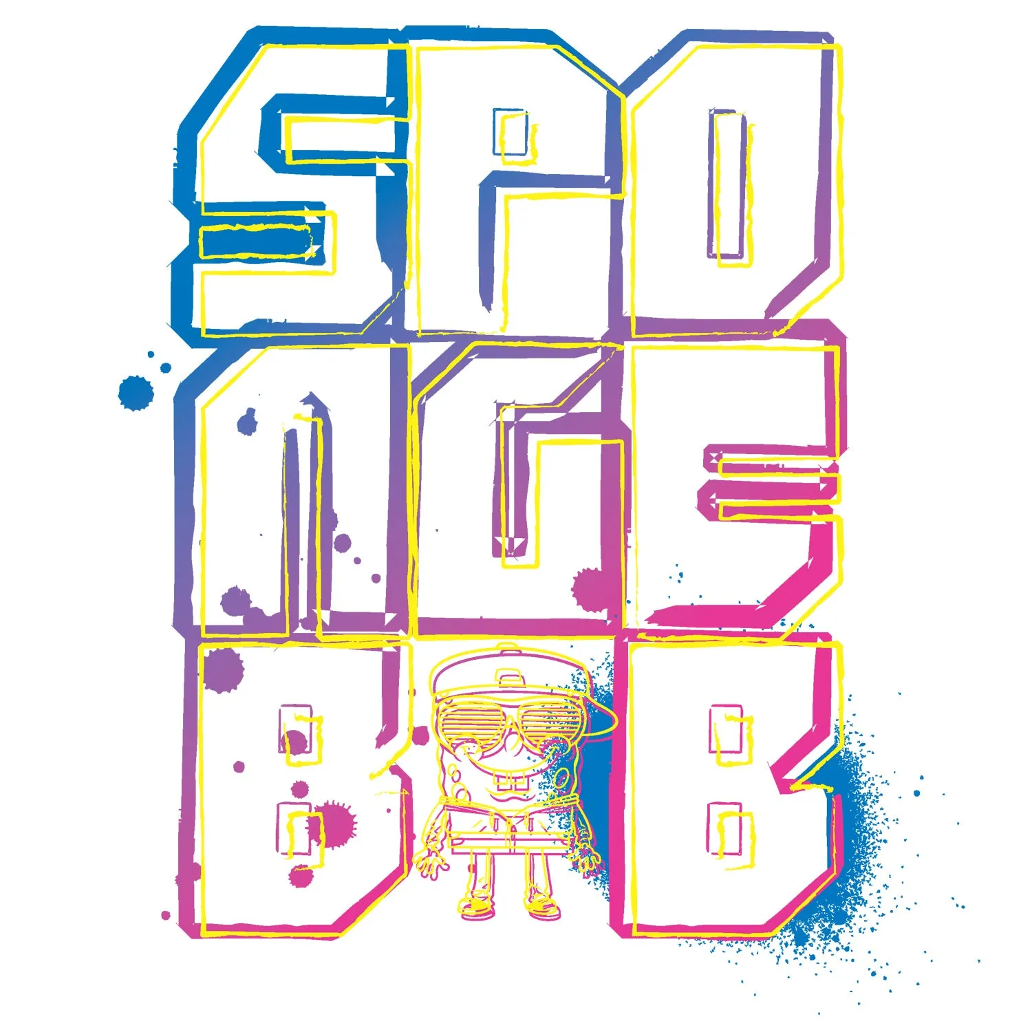 SpongeBob SquarePants Stencil Official Kid's T-Shirt (White)