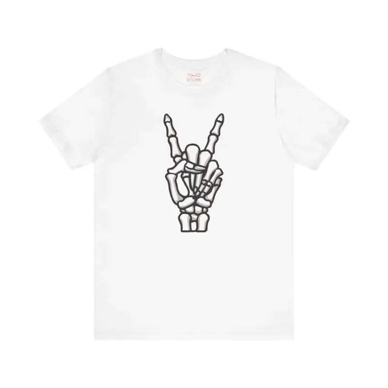 Spooky Chic Skeleton Peace Tee for Fearless Souls